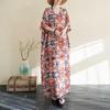 Summer Color Travel V-neck Retro Long Skirt Cotton Linen Dress