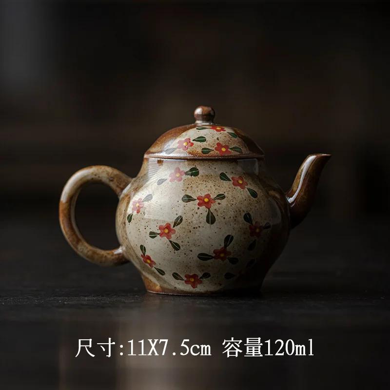 

Грубий керамічний чайник Маленька квітка ручної роботи, набір для чаю Кунг-фу з фільтром, старовинний чайник, чайник, посуд для напоїв, ремесла 100/120 мл
