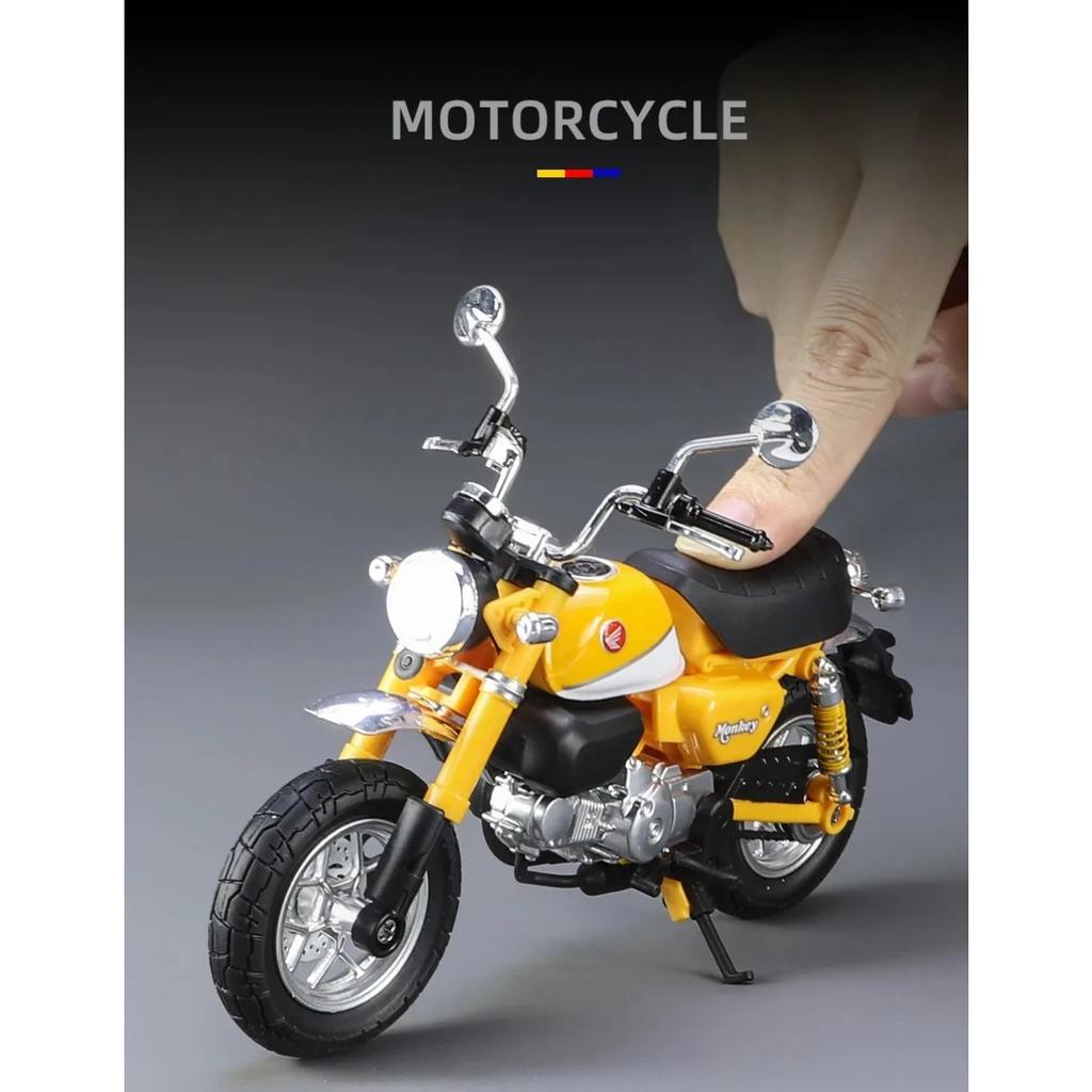 1/12 Honda Monkey 125 Alloy Motorcycle Model Die Cast Toy Vehicle Simulation Sound and Light Off Road Autocycle Collection Toys