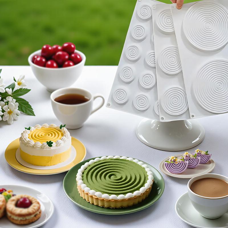 Silicone Baking Pan For Pastry 6 Holes 3D Spiral Shape Mousse Cake Mold Round Chocolate Mould Bakery Accessories