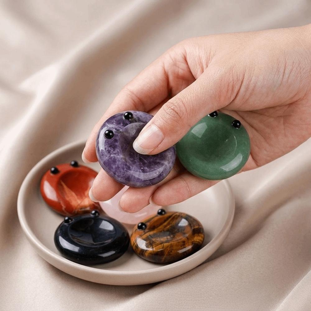 40mm Kristall Massage Stein Geschnitzte Rille Gerillter Sorgenstein Stressabbau Meditation