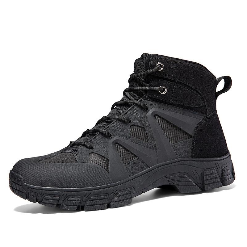 

1129 Men s Hiking Boots Military Outdoor Workwear Short High Cut Thick Soled Anti Slip Off-road 41 чорний
