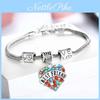 Pulseira Coração de Amor com Pedras Coloridas Inlaid para Membros da Família Presente Perfeito**