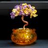 Handcrafted Yellow Citrine Money Tree Teacup Crystal Home Decor