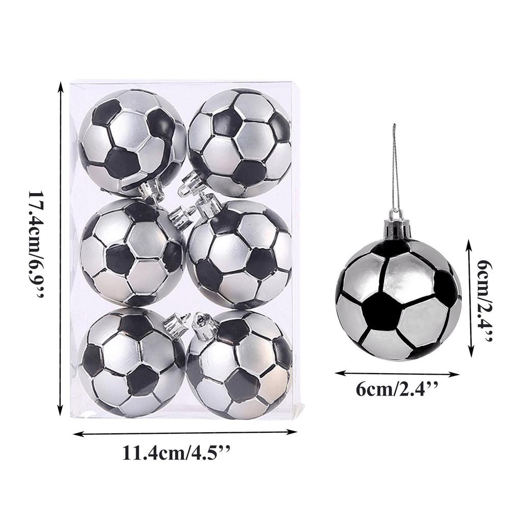 6 Stück/Karton Weihnachtskugel-Ornamente Weihnachtsbaum-Anhänger Vier Sportarten Fußball Basketball Rugby Baseball Hängeornament Neujahr Zuhause