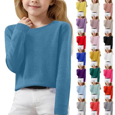 Girls Long Sleeve Round Neck Knit Pullover Jumper Tops Spring Base Layer Top Thermal Undershirt Youth Underwear 8-16Years