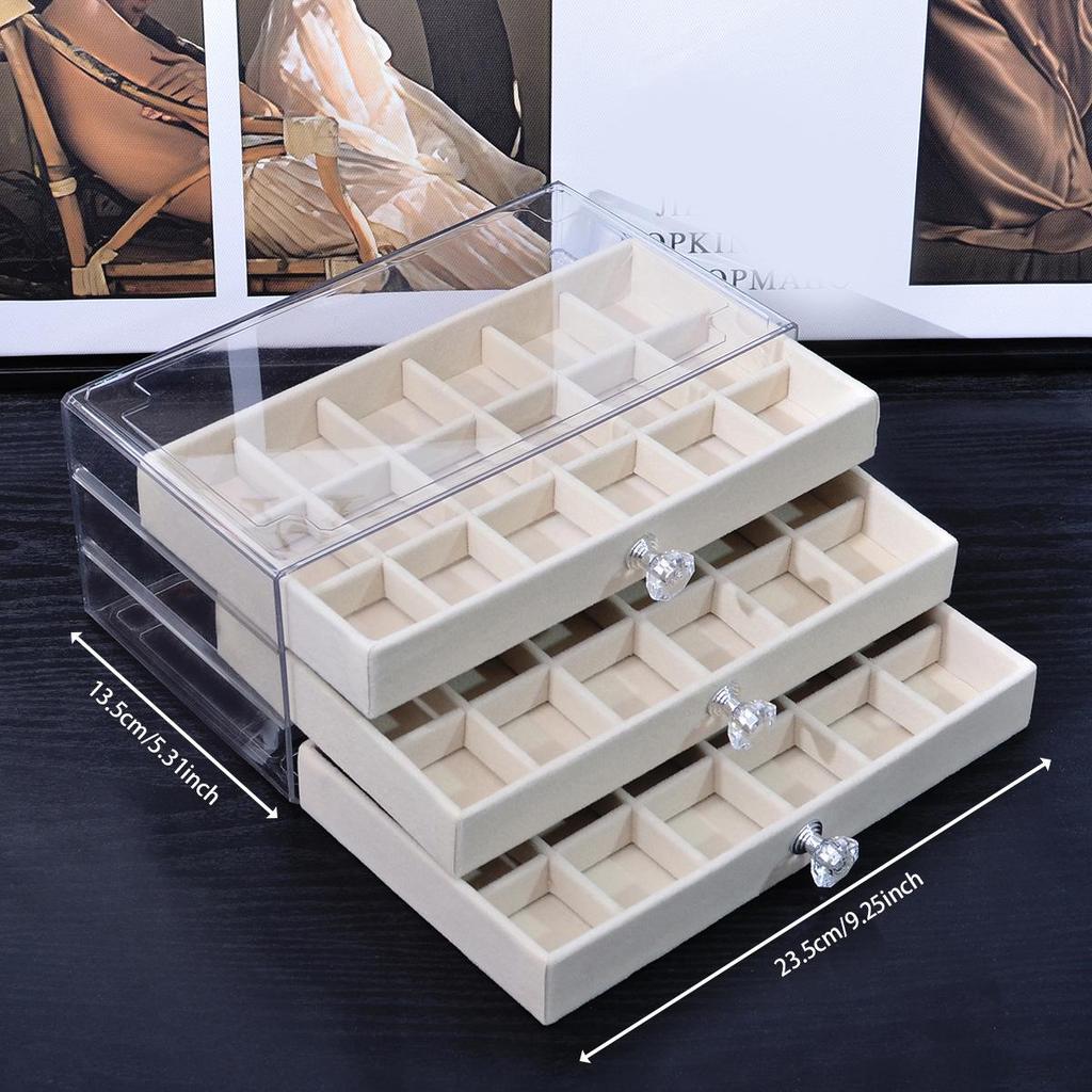 3-Tier/5-Tier Large Capacity Flocking Jewelry Organizer Box