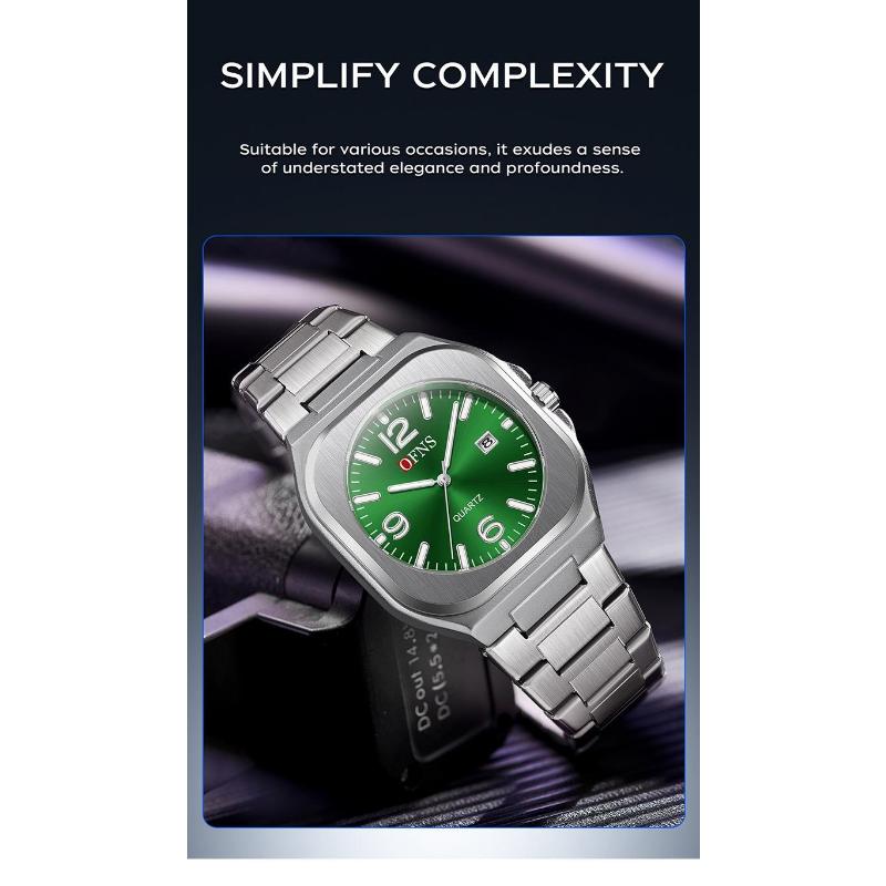 Luxury Man Square Watch Date Waterproof Luminous Men Wristwatch Stainless Steel Men's Quartz Watches Relogios Masculino