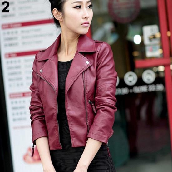 Fashion Women Lady Slim Faux Leather Short Punk Jacket Coat Motocykl znosić