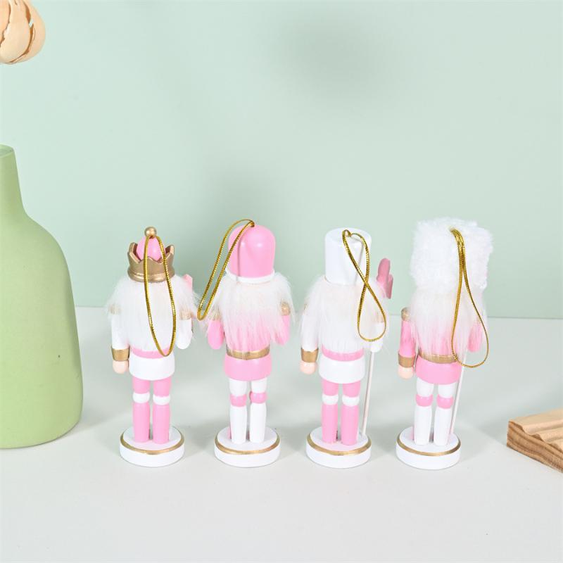 

1Pcs Party Home Decoration Pink Gold Series Nutcracker Puppet Soldier 12cm Christmas Tree Pendant Holiday Gifts