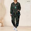 Women Plus Size Pink Purple Printed Nurse Scrub Set V Neck Long Sleeve Pocket Top And Long Pants