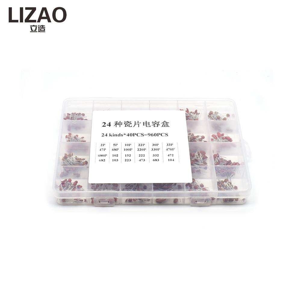 LIZAO 961Pcs 11Values Ceramic Capacitor Assortment 1PF-1.1UF 11V Capacitor Box for Electronic DIY and Repairing