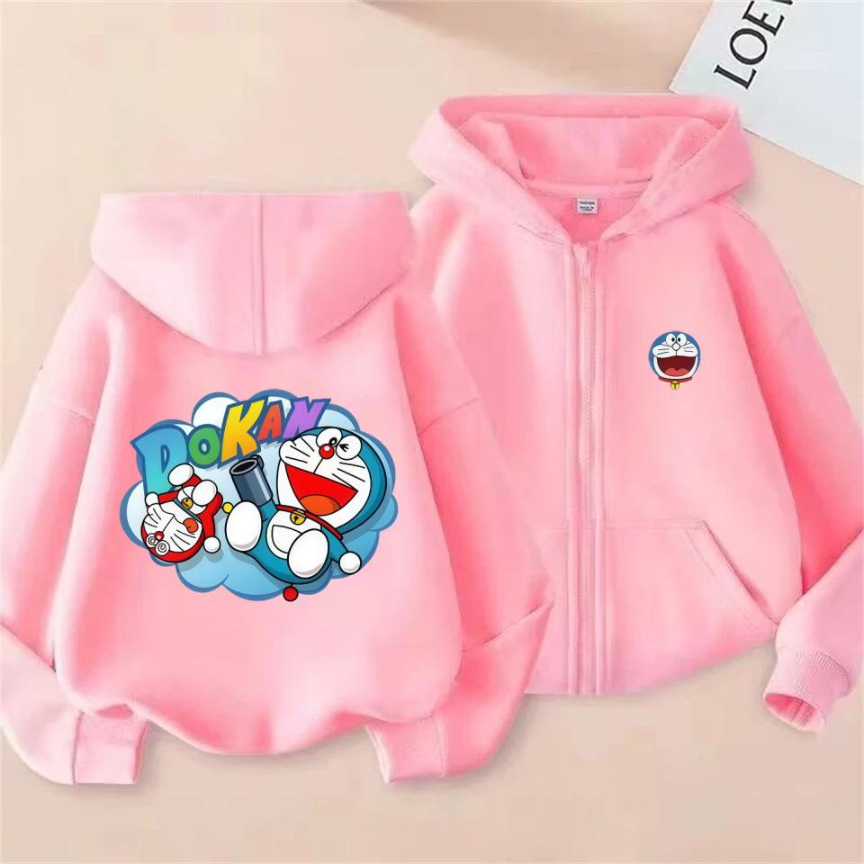 Doraemon POKAN Print Casual Loose Hoodie for Men, Women & Children - Spring/Autumn
