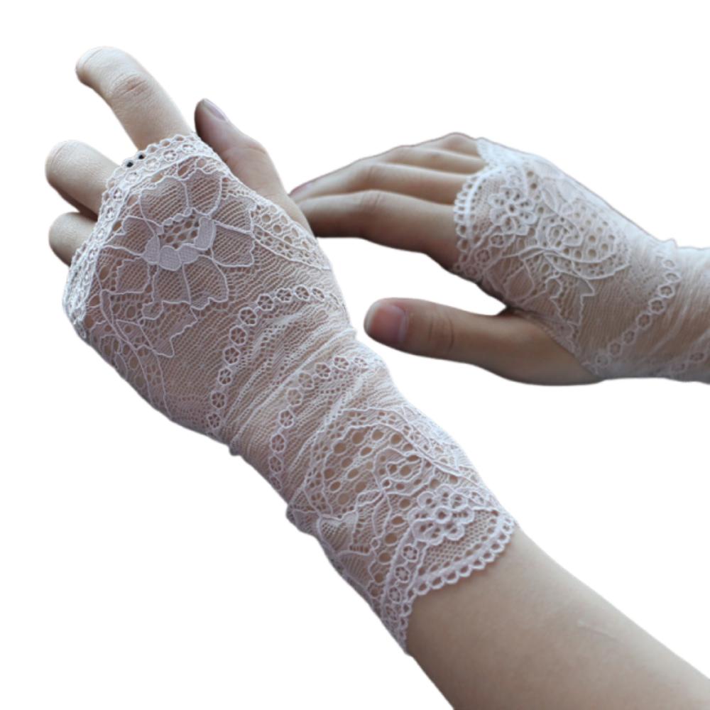Thin Lace Half Finger Gloves Breathable Sun Protection Riding Gloves Driving Gloves  Wedding Events