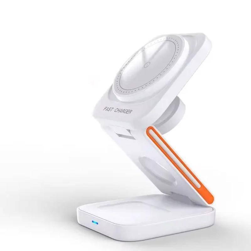 

30W 3 in 1 Multi-function Fast Charging Bracket Foldable Charging Station Magnetic Wireless Charger Stand белый