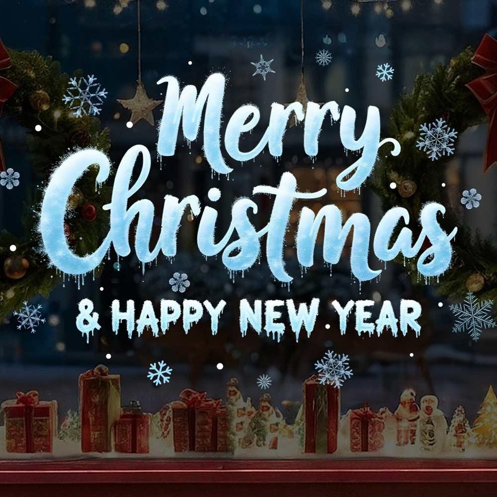 Multicolor Christmas Window Sticker Cartoon Santa Snowman Static Adhesive Decals  Gifts