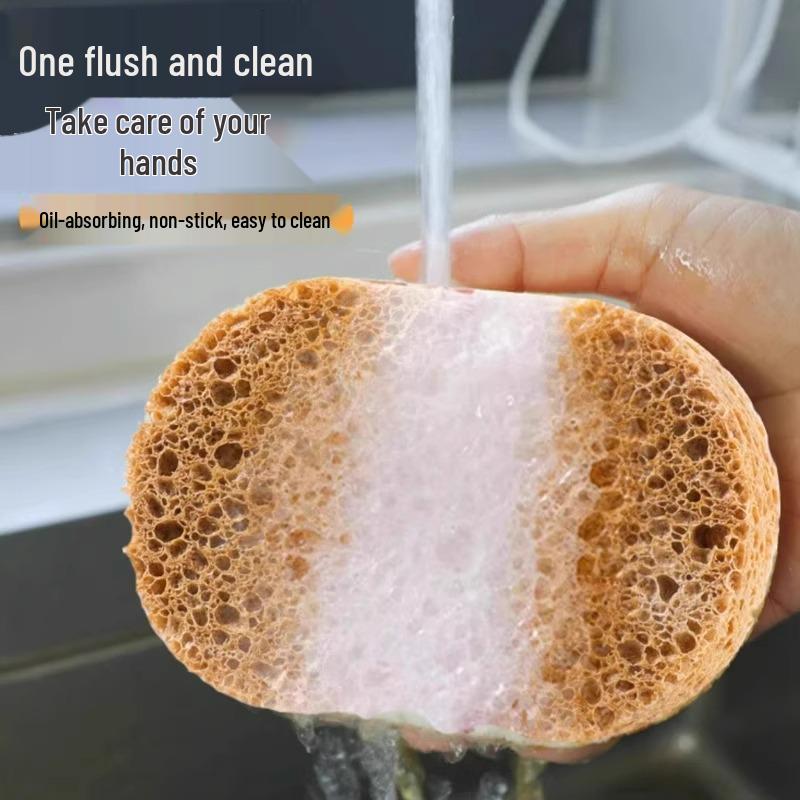 Improved Thickened Wood Pulp Sponge: Natural Absorbent, Compressed Dishwashing Pad for Kitchen.
