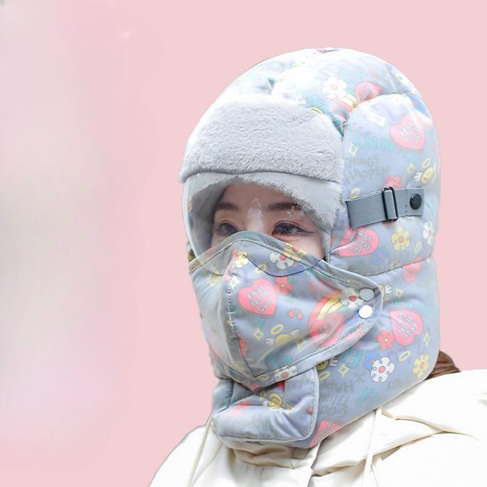 

Шапка Lei Feng, женская зимняя шапка для езды на электрическом велосипеде, ветрозащитная холодная шапка, маска для лица с толстым бархатным утеплителем, защитный шарф для ушей, женская хлопковая шапка one size