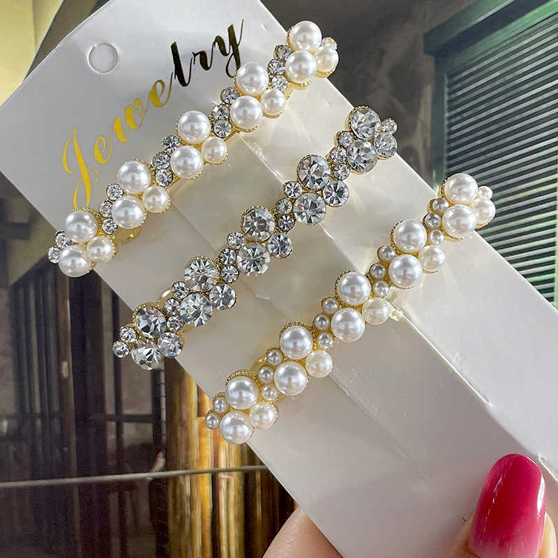 Korean Crystal Spring Hair Clips Pins Pearl Hair Barrettes For Women Girl Headband Simple Hair Accessories Headwear