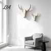 Decorative Shelf Accents Longhorn Bull Wall Sculpture, Rustic Farmhouse Animal Figurine, Distressed Decoration, Office Desk Ornament