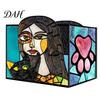 Desktop Pen Holder Stained Glass Style Holder, Unique Acrylic Organizer, 3D Plant Pot Embossed Relief Pattern Planter for Succulents And Office