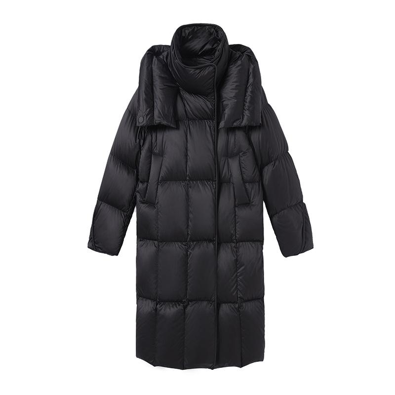 European and American new white duck down jacket women's winter light high-end hooded bread long thickened coat