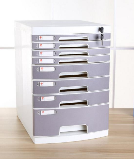 4-Drawer Lockable Plastic Office File Cabinet, Thickened Storage Box