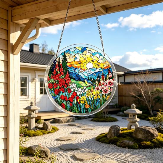 Suncatcher Puzzle in Acrilico Ornamento da Appendere alla Finestra 83 Pezzi Puzzle Sun Catcher Decorazione da Giardino Regali per Donne Uomini Mamma