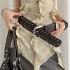 Retro Punk Pu Leather Wide Belt With Studded Decor For Womens Vintage Skirts And Jeans