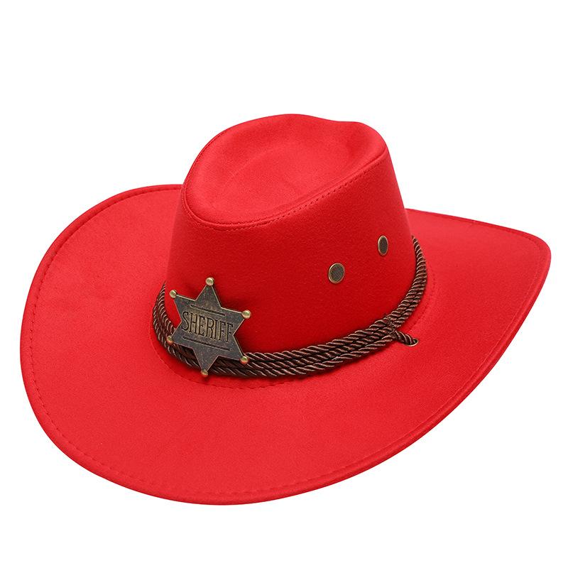 1Pc Unisex Artificial Suede Beach Cowboy Hat Wide Brim Sun Protection Party Cosplay Hat Solid Color Breathable Jazz Hat