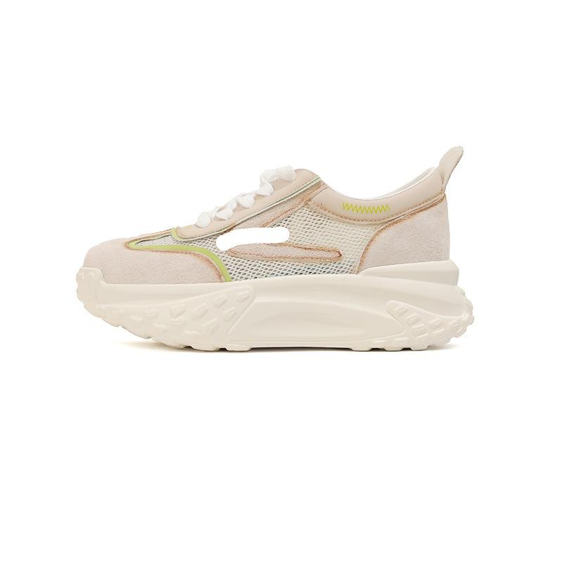 Leather dad shoes shoes women's summer new thick-soled inner height increase mesh breathable thin casual sports shoes women