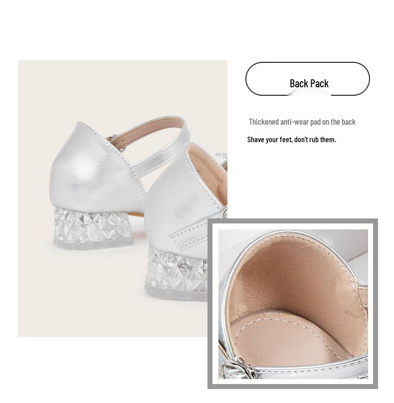 2025 New Girl's Bowknot High Heel Sandals - Princess Style for Outdoor Wear