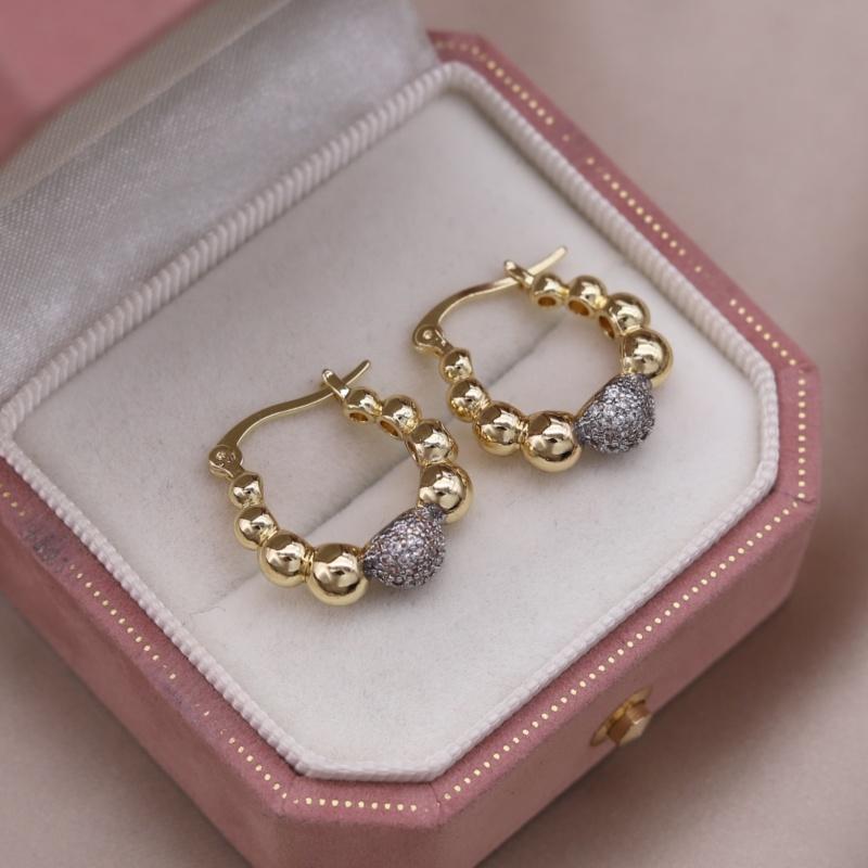 French new fashion jewelry two-tone plated water drop zircon geometric earrings elegant women's daily work bright accessories