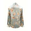 New European And American Women'S Fashion Floral Print Slim-Fit Long-Sleeve Shirt