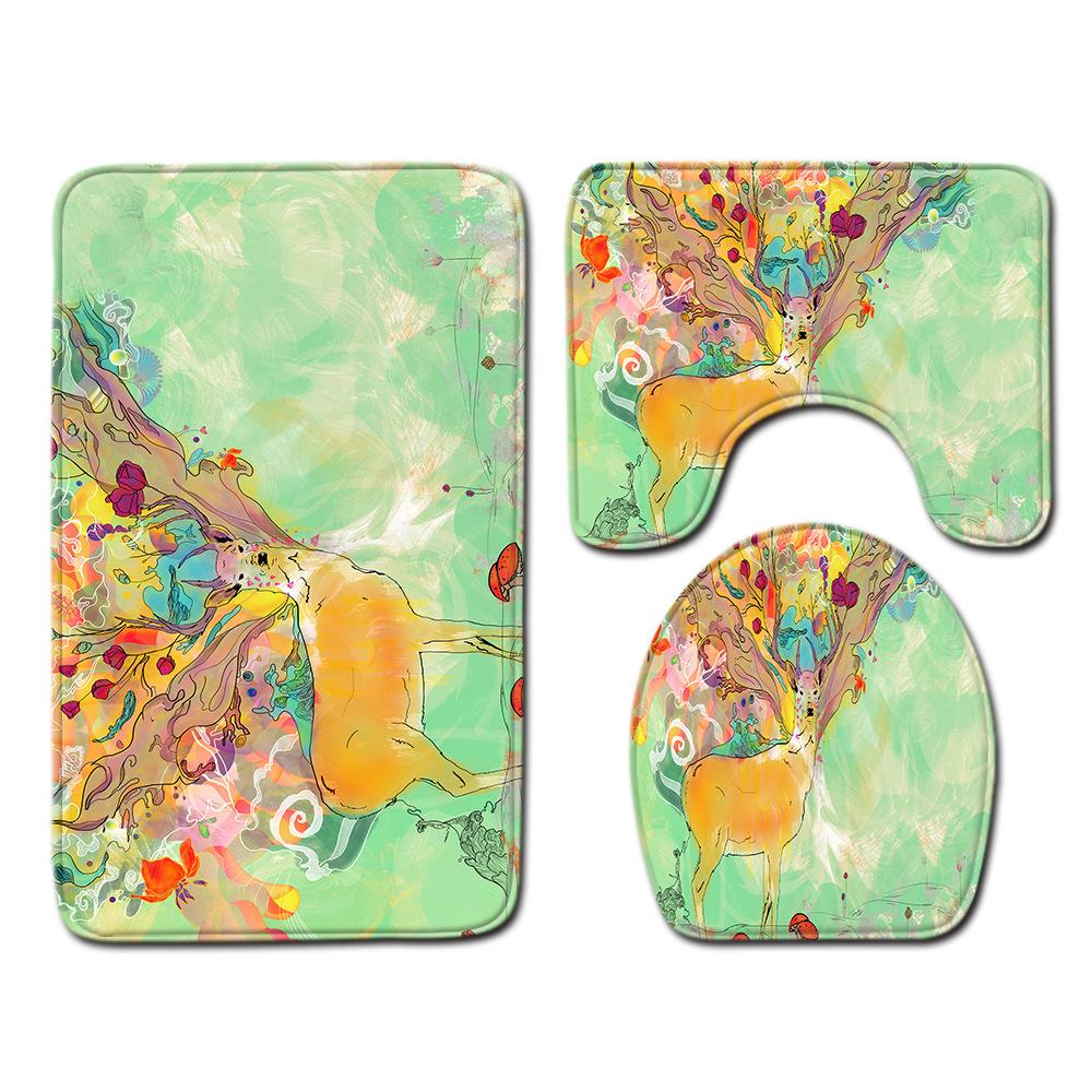 Christmas Bathroom Floor Mat Toilet Three-Piece Set