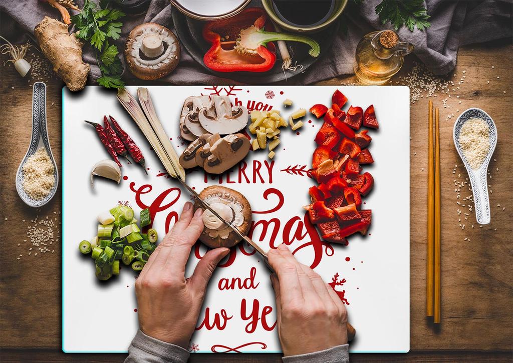 GLASS CUTTING BOARD 52x40 CHRISTMAS