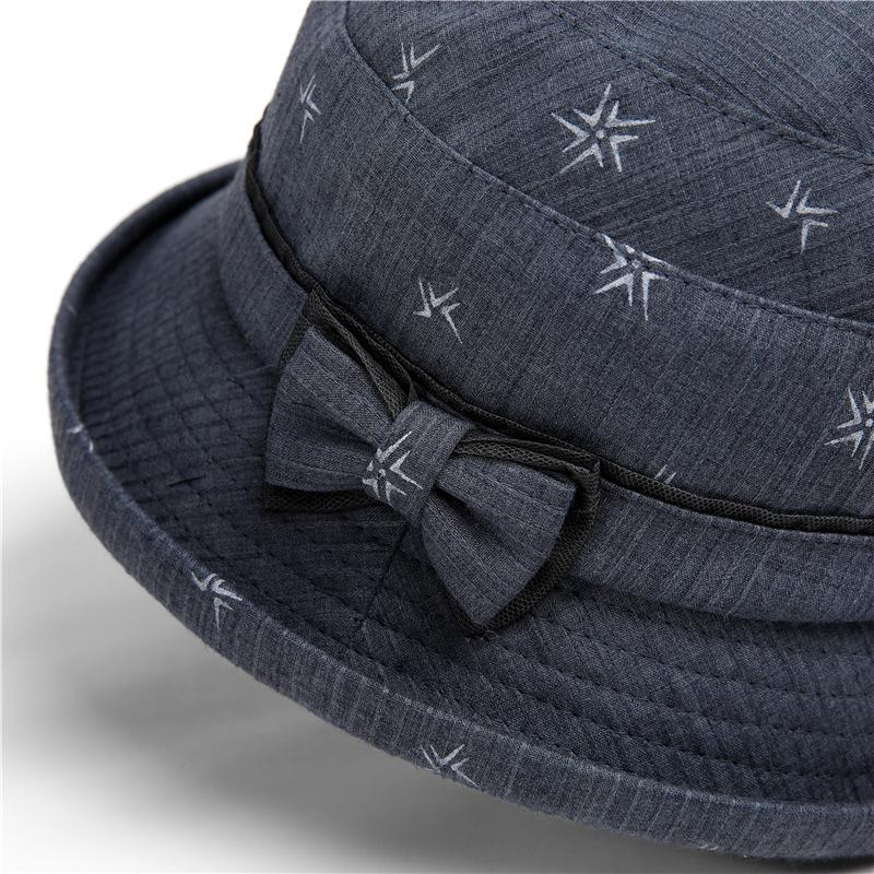 Spring Autumn Casual Bucket Hat, Thin Comfortable Versatile Fisher Hat with Lace Pattern and Bow, Sun Protection Cap