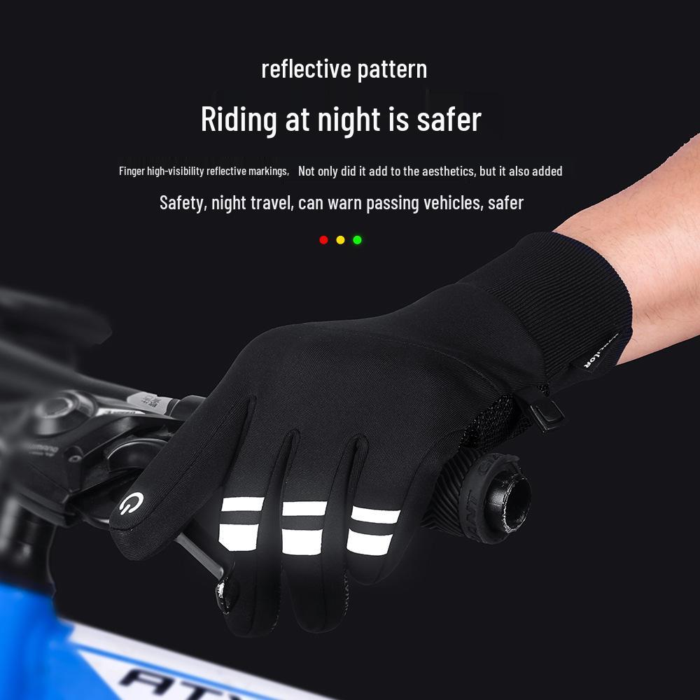 Odblaskowe Ciepłe Flanelowe Wodoodporne Rękawice do Roweru i Nart z Funkcją Ekranu Dotykowego