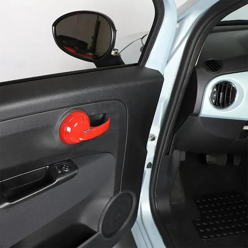 For Fiat 500 2010-2024 ABS Carbon Fiber Car Inside Handle Panel Frame Cover Trim Sticker Car  Accessories