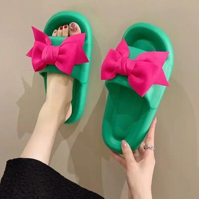 Damenschuhe Heißverkaufende Schleife Damen Hausschuhe Mode Farbabstimmung Lässige Hausschuhe Damen Neu Runde Zehenpartie Flache Hausschuhe