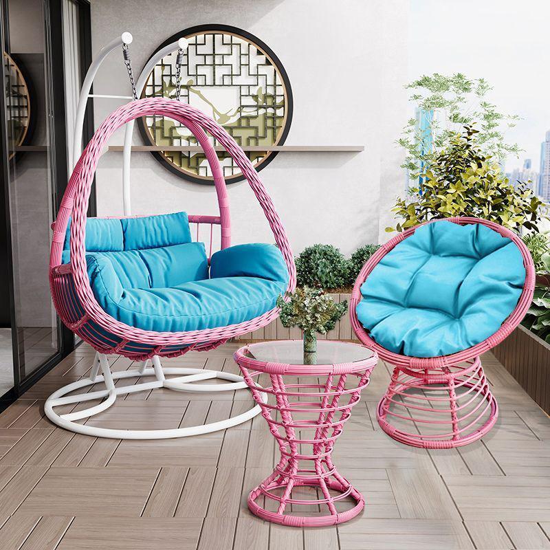 Indoor/Outdoor Rattan Hanging Basket Chair: Rocking Double Swing & Lazy Hammock