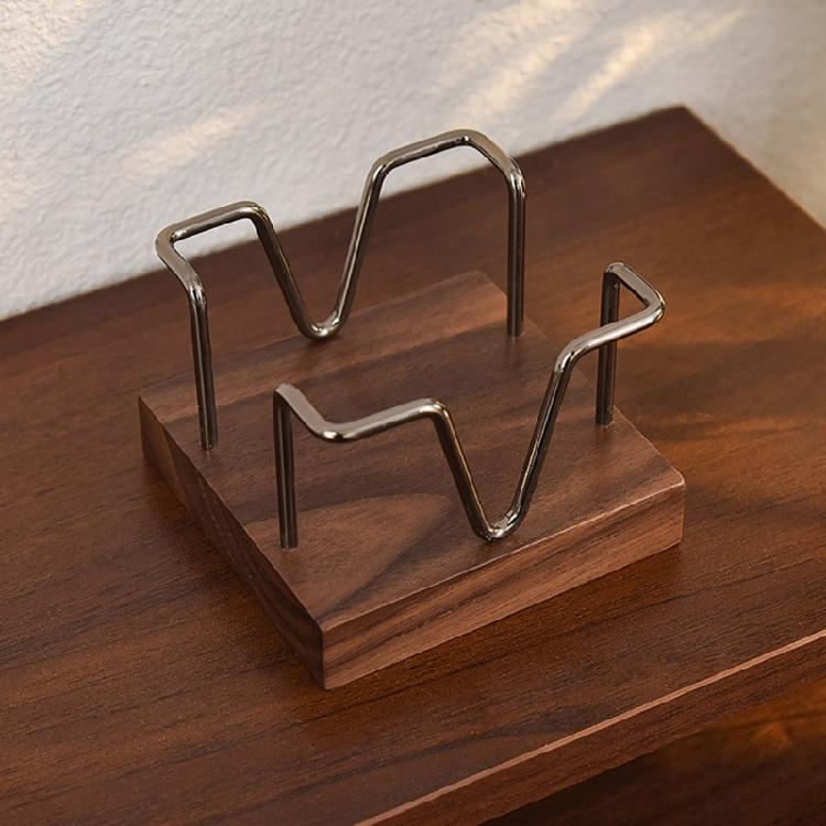 Notizständer aus Eisendraht mit Holzsockel Notizaufbewahrungsbox Memo-Blockbox Notizzettelbox für Schreibtischorganisation 94x94mm