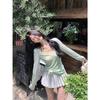 Fabric, mint green sunscreen T-shirt women's summer tulle blouse top dopamine wear versatile