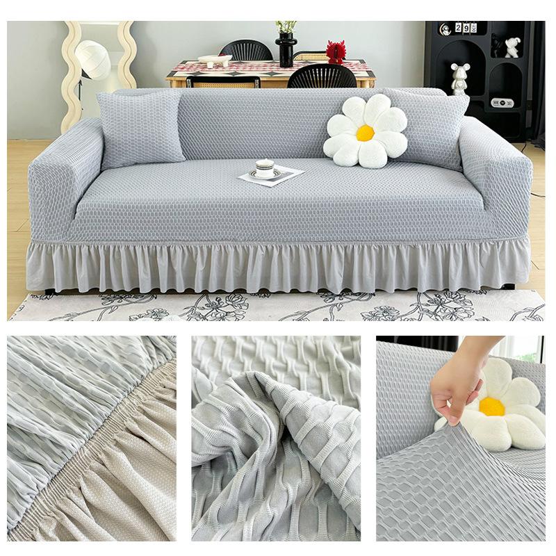High End Skirted Sofa Cover for Home Use All Season Universal Elastic Anti Slip Sofa Cushion Cover with A Cloth Cover