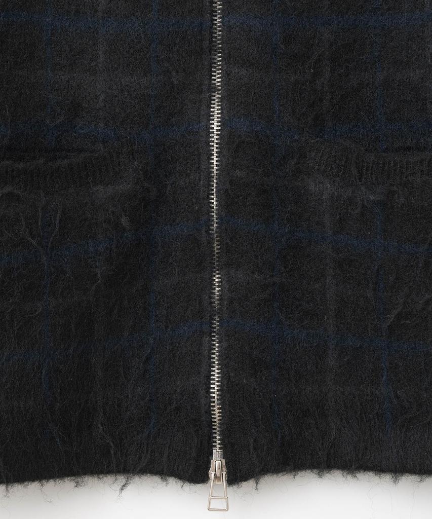 MILLO ARCHIVE Plaid Knit Zip-Up Hoodie [Black]