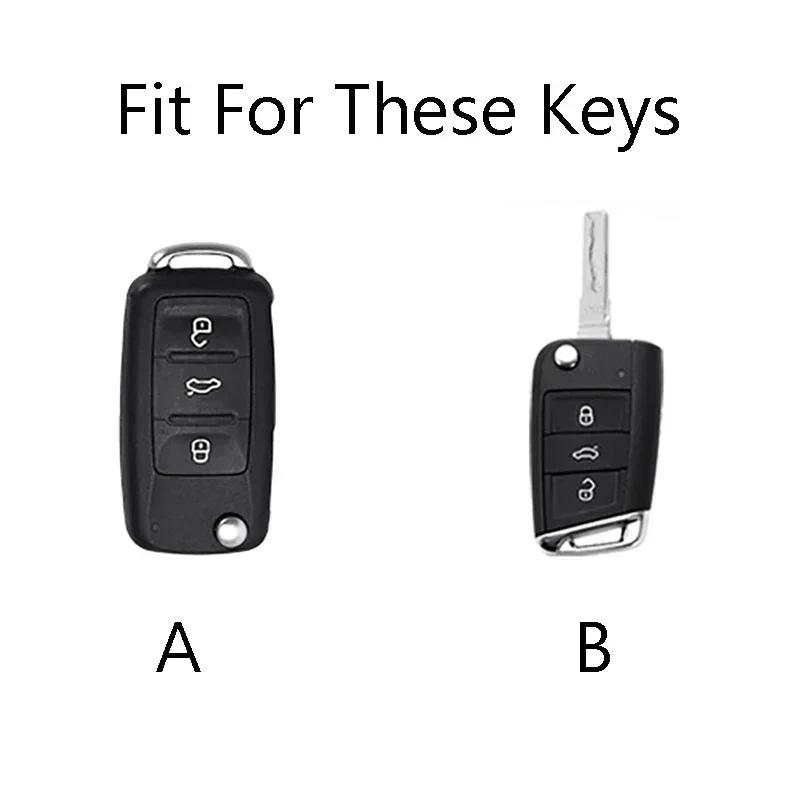Zinc Alloy + Leather Car Key Case Cover for VW Volkswagen Golf 7 MK7 Tiguan MK2 For SEAT Ateca Leon FR 2 Ibiza For Skoda Octavia