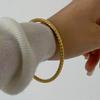 Retro Style 18K Gold Stainless Steel Hammered Texture Bangle Jewelry