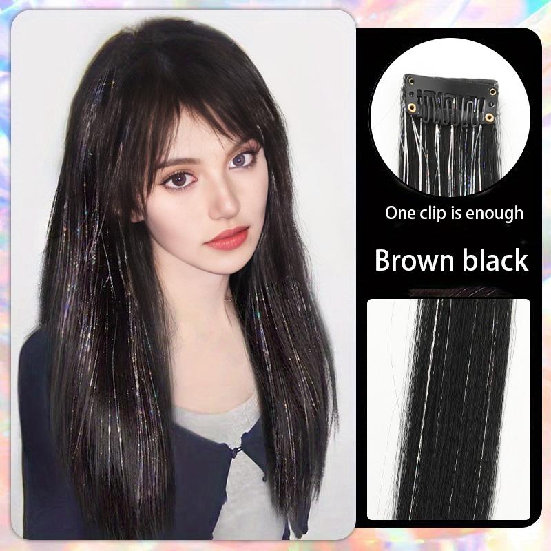 Colorful Hair Clip Extensions Synthetic Fiber Long Straight BB Clip Wigs Women's Wigs Easy To Wear for Parties and Gatherings