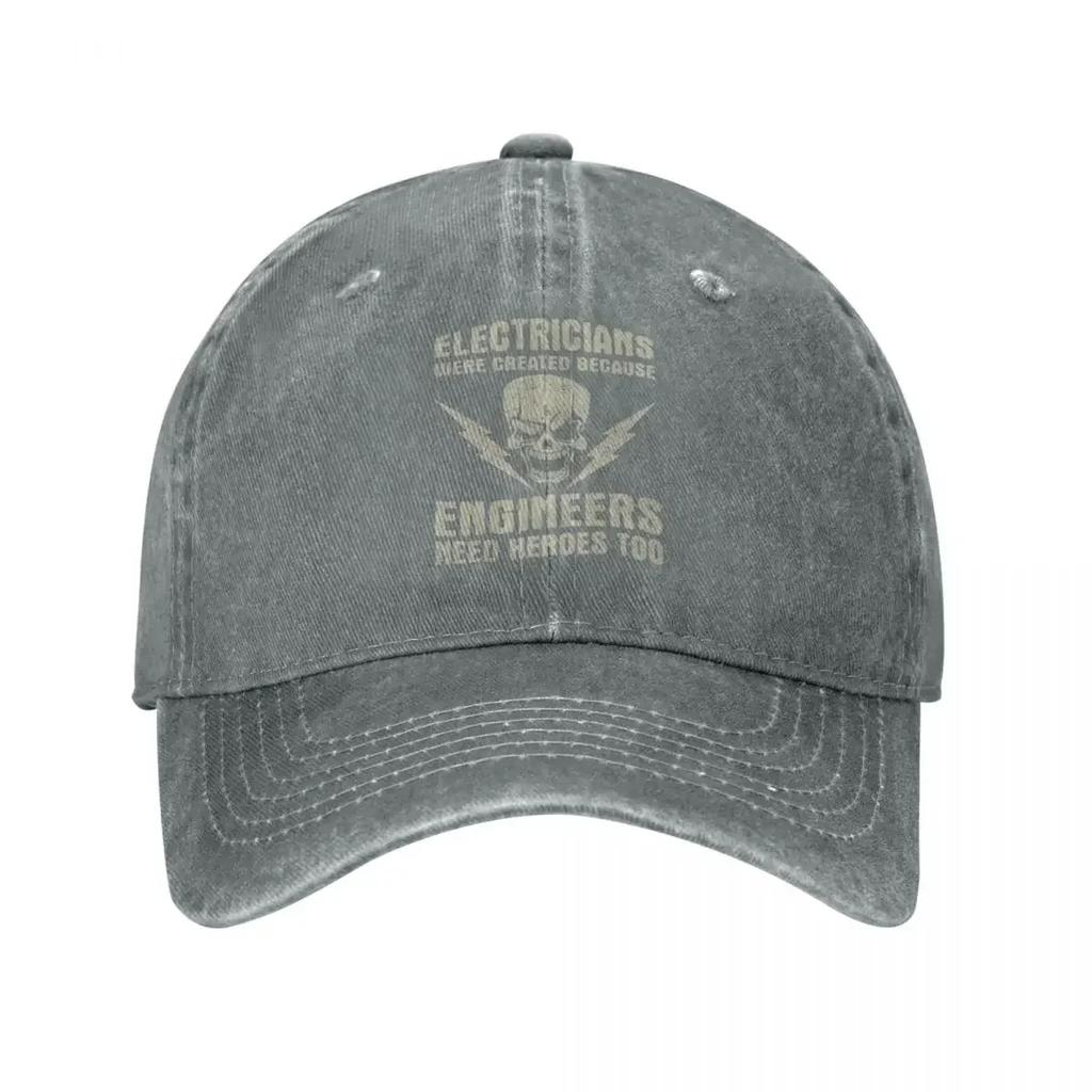 Casual Electrician Are Created Because Engineers Need Heros Too Baseball Caps Unisex Distressed Cotton Headwear Gift Caps Hat