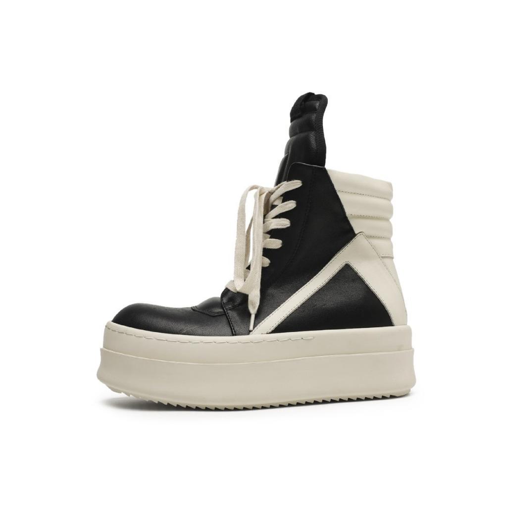 Autumn And Winter Men'S And Women'S Black And White Double-Layer Thick-Soled Inverted Triangular High-Top Shoes Men'S Height-Increasing Martin Boots